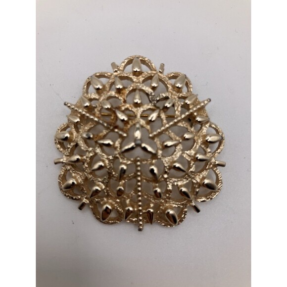 Vintage Gold Tone Emmons Designer Signed Brooch Pin Classic Jewelry - Picture 1 of 4